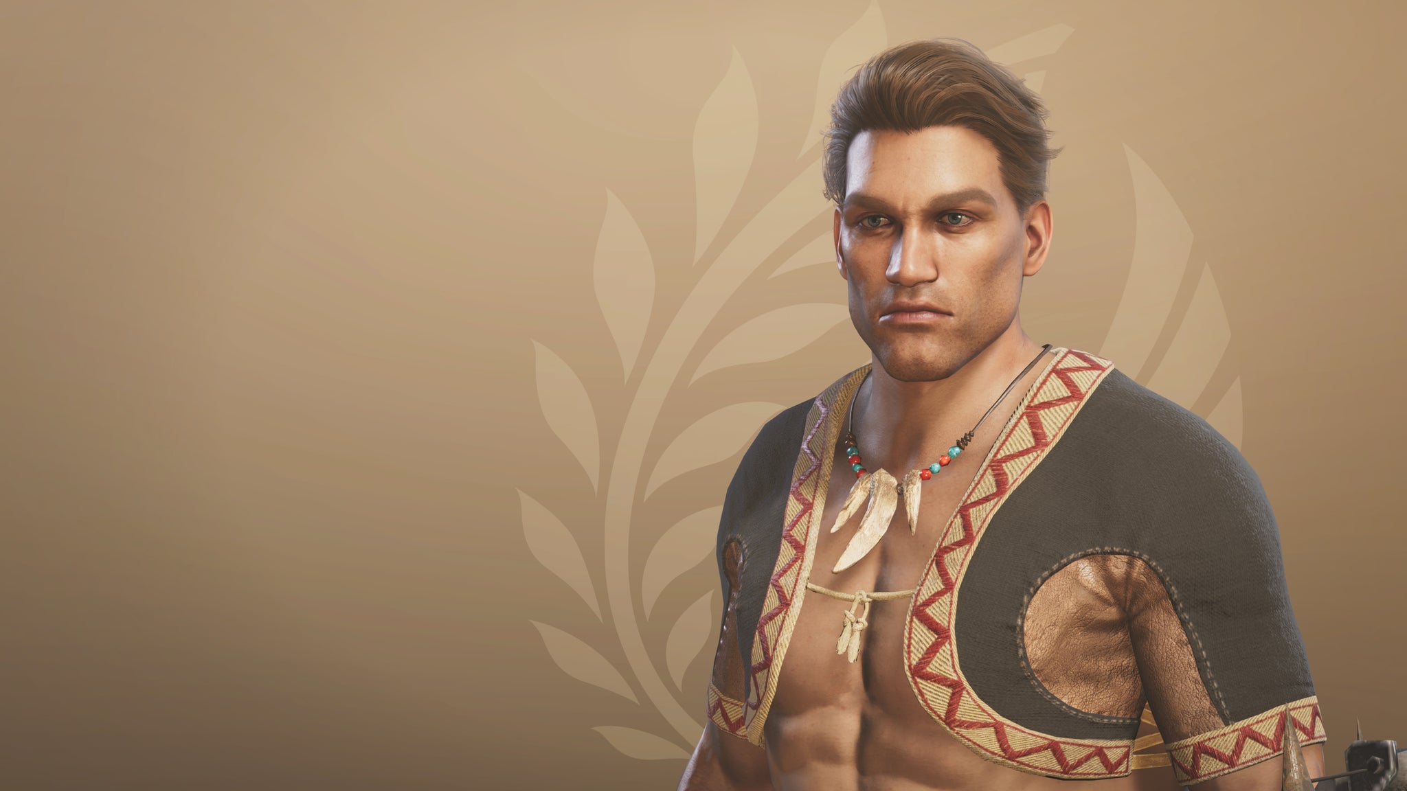 A close-up of the player hunter in the Monster Hunter Wilds character creation screen, having used a character design code to look like Arnold Schwarzenegger. - 12
