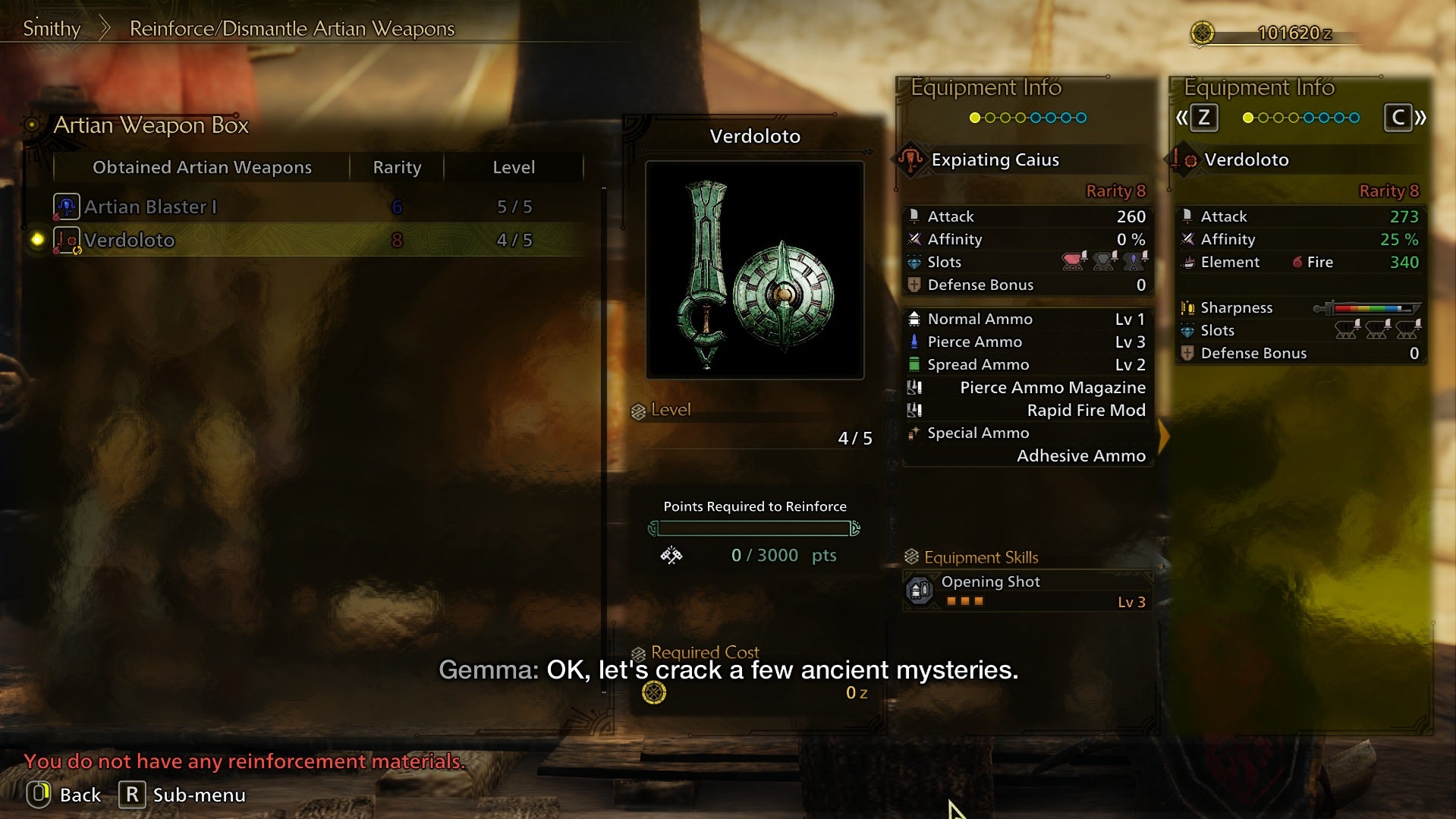 Artisan sword and shield with elemental fire damage on it in Monster Hunter Wilds - 3