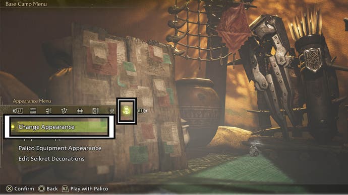 monster hunter wilds base camp menu change appearance option