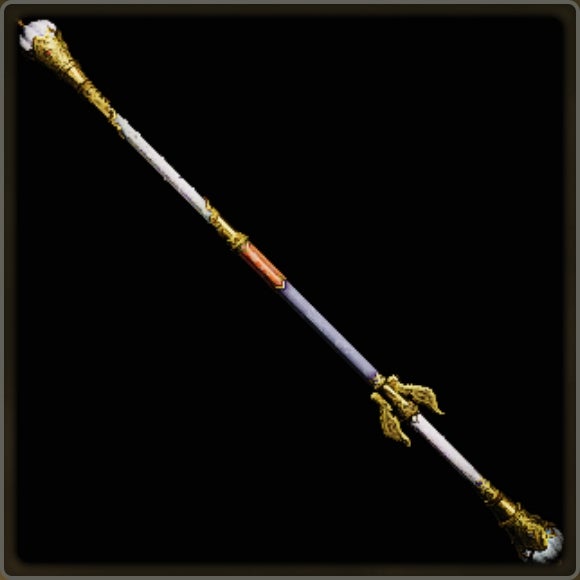 A close-up of a weapon in Monster Hunter Wilds against a black background. - 23