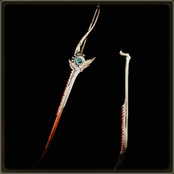 A close-up of a weapon in Monster Hunter Wilds against a black background. - 7