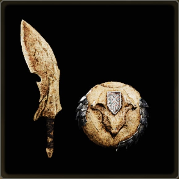 A close-up of a weapon in Monster Hunter Wilds against a black background. - 14