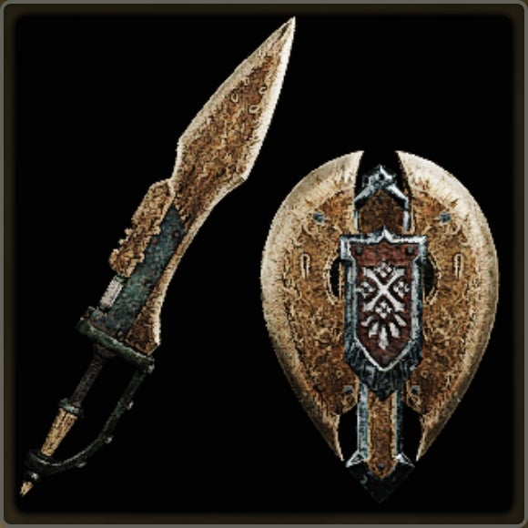 A close-up of a weapon in Monster Hunter Wilds against a black background. - 13