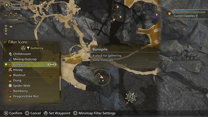 monster hunter wilds bonepile map filter oilwell basin