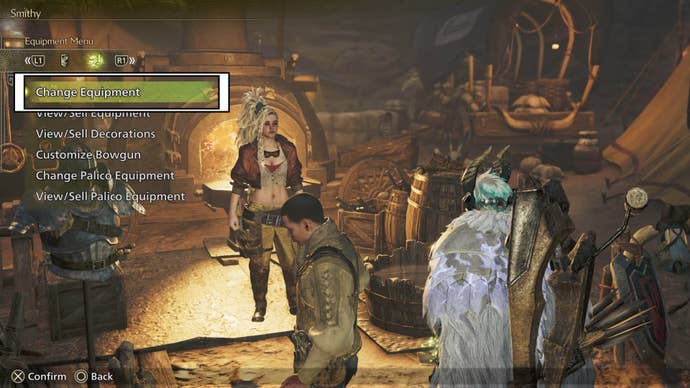 monster hunter wilds change equipment option in smithy menu