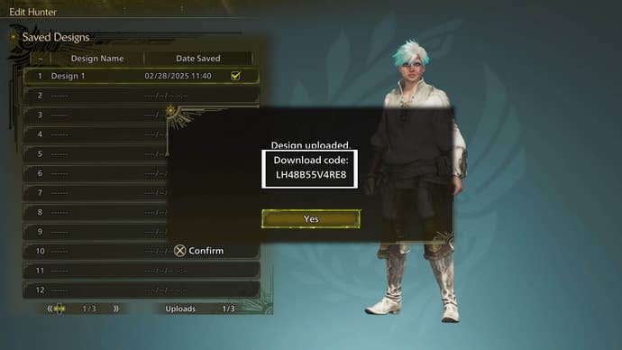 monster hunter wilds character creation code generated