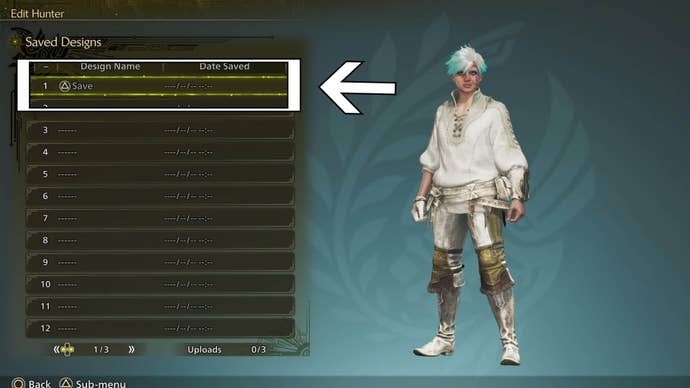 monster hunter wilds character creation save design menu