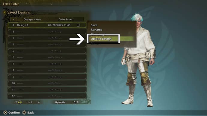 monster hunter wilds character creation upload design option