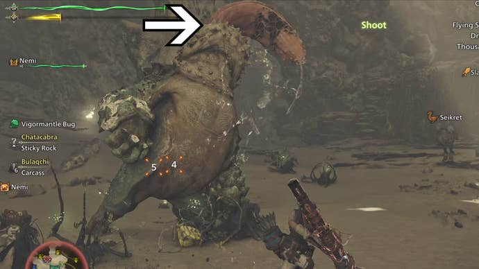 monster hunter wilds chatacabra tongue in the air