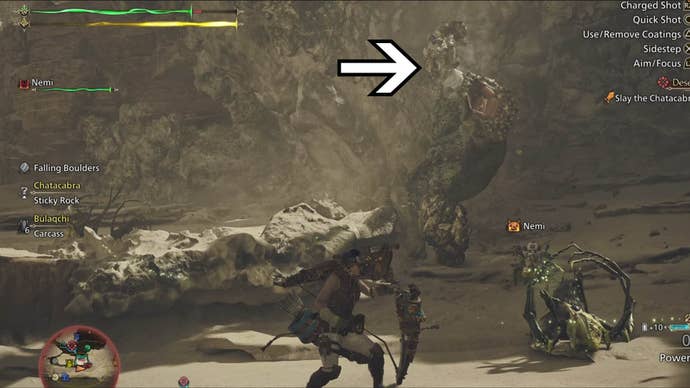 monster hunter wilds chatacabra with fist in the air