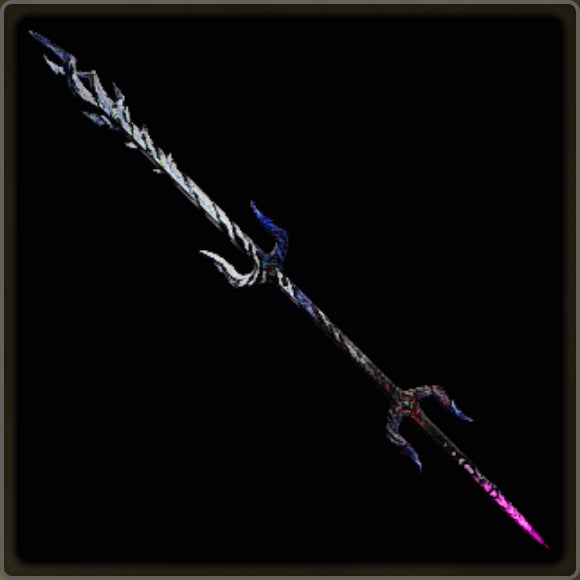 A close-up of a weapon in Monster Hunter Wilds against a black background. - 8
