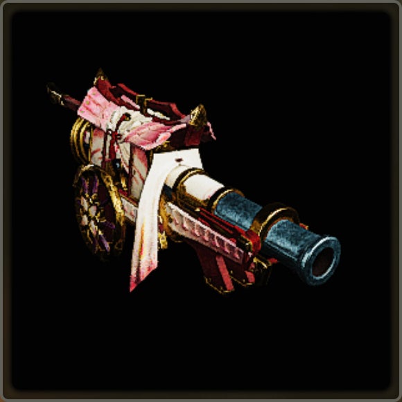 A close-up of a weapon in Monster Hunter Wilds against a black background. - 23