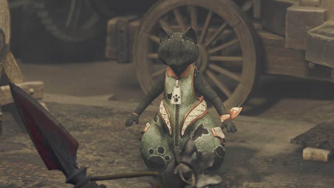 monster hunter wilds crafted palico armor piece at smithy