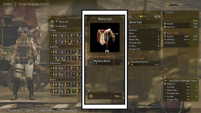 monster hunter wilds crafting armor menu armor material cost