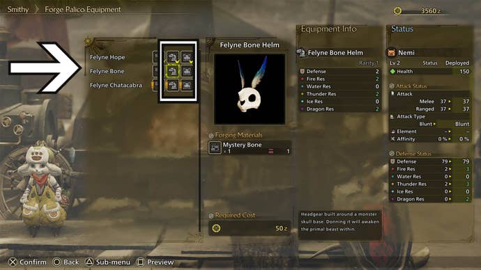 monster hunter wilds crafting palico armor menu palico armor pieces in sets