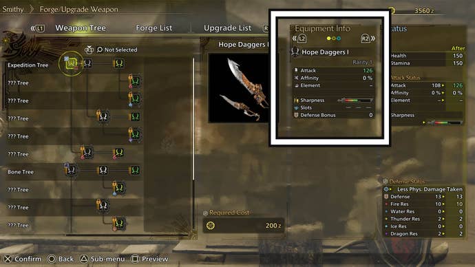 monster hunter wilds crafting weapon menu equipment details section