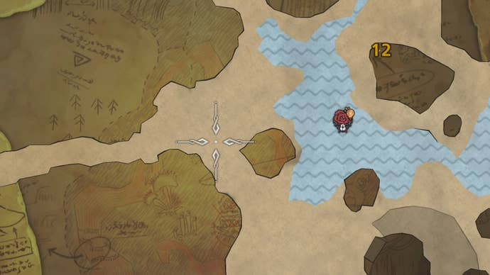 Part of the map of the Scarlet Forest in Monster Hunter Wilds, with the location of some Dapperwings highlighted.