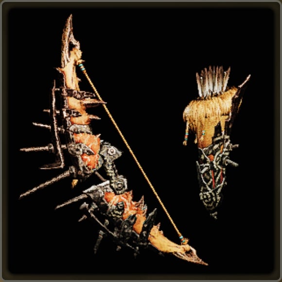 A close-up of a weapon in Monster Hunter Wilds against a black background. - 15