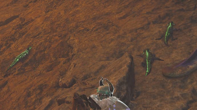 monster hunter wilds ember rufflizard trio in oilwell basin