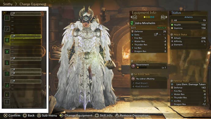monster hunter wilds equipment slots in smithy menu