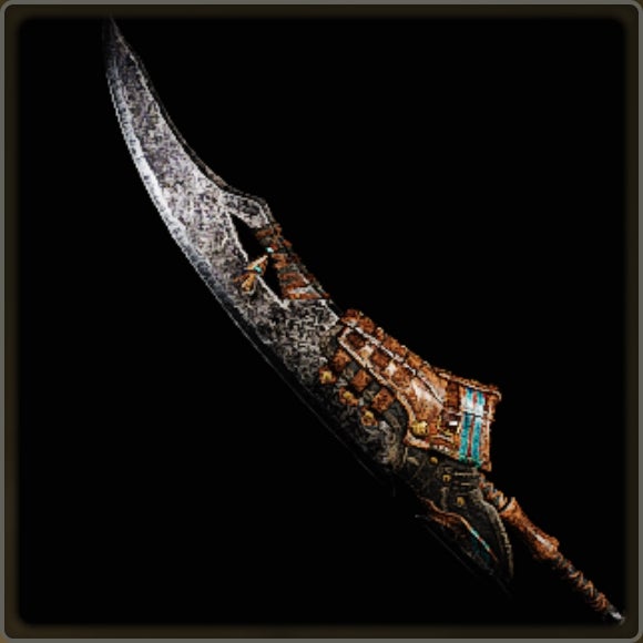A close-up of a weapon in Monster Hunter Wilds against a black background. - 5