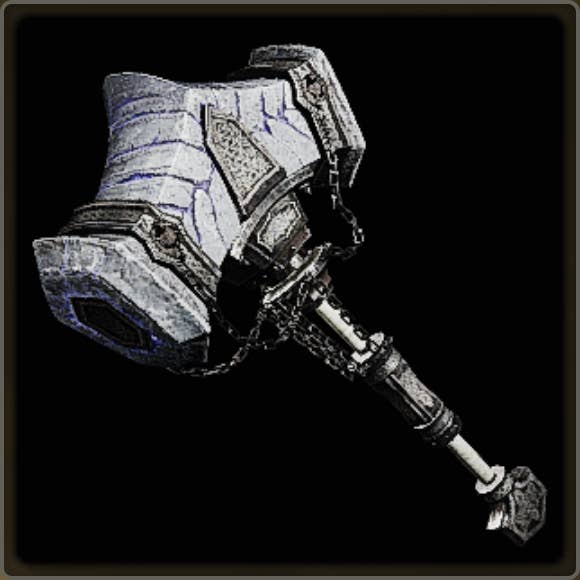 A close-up of a weapon in Monster Hunter Wilds against a black background.