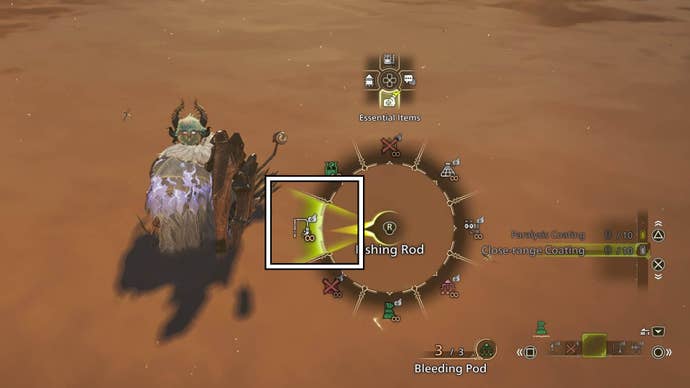 monster hunter wilds fishing rod in radial menu