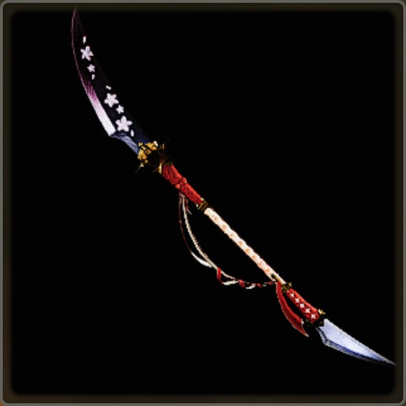 A close-up of a weapon in Monster Hunter Wilds against a black background. - 26
