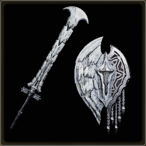 A close-up of a weapon in Monster Hunter Wilds against a black background.