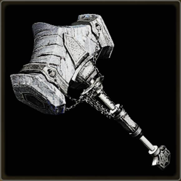 A close-up of a weapon in Monster Hunter Wilds against a black background.