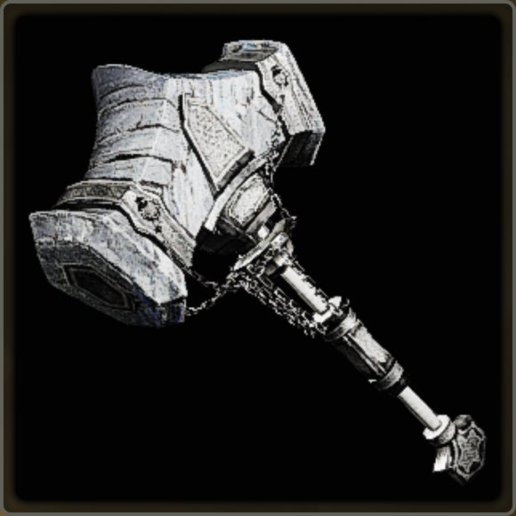 A close-up of a weapon in Monster Hunter Wilds against a black background.