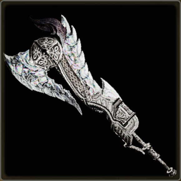 A close-up of a weapon in Monster Hunter Wilds against a black background. - 14