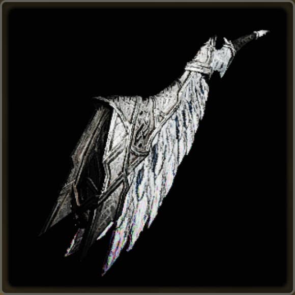 A close-up of a weapon in Monster Hunter Wilds against a black background.