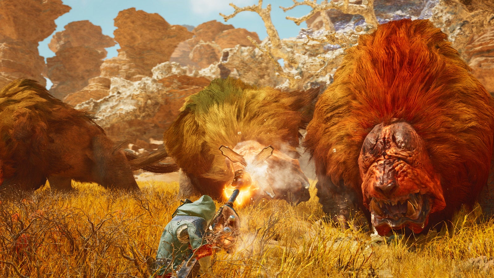 A character hunting some creatures in Monster Hunter Wilds. - 1