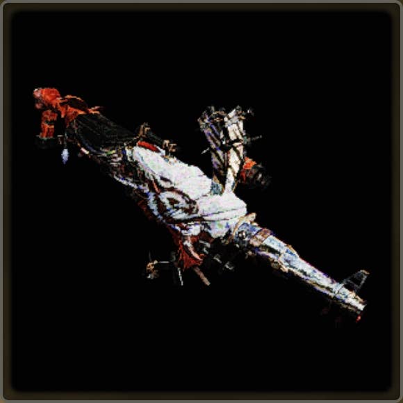 A close-up of a weapon in Monster Hunter Wilds against a black background.