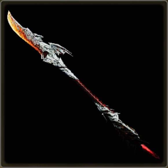A close-up of a weapon in Monster Hunter Wilds against a black background. - 5