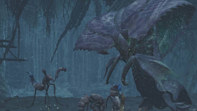 monster hunter wilds hirabami facing smaller creatures