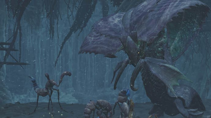 monster hunter wilds hirabami facing smaller creatures
