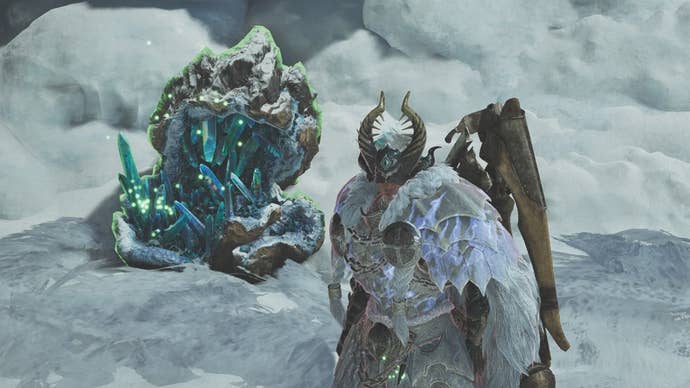 monster hunter wilds hunter by iceshard cliffs mining outcrop