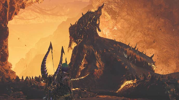 monster hunter wilds hunter facing nu udra the black flame