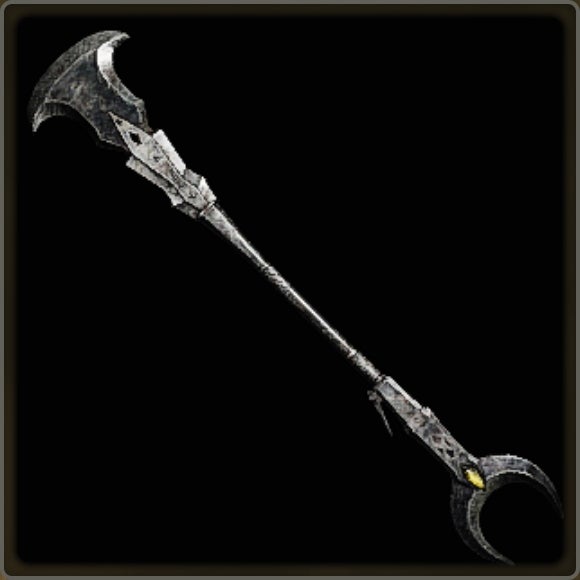 A close-up of a weapon in Monster Hunter Wilds against a black background. - 6