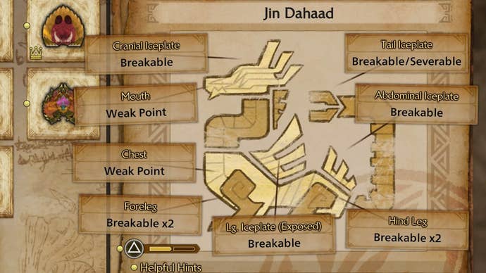 monster hunter wilds jin dahaad weak points in monster field journal