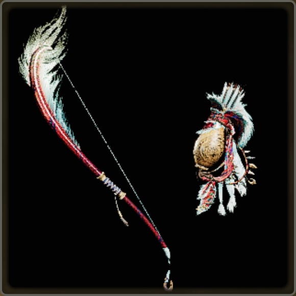A close-up of a weapon in Monster Hunter Wilds against a black background.