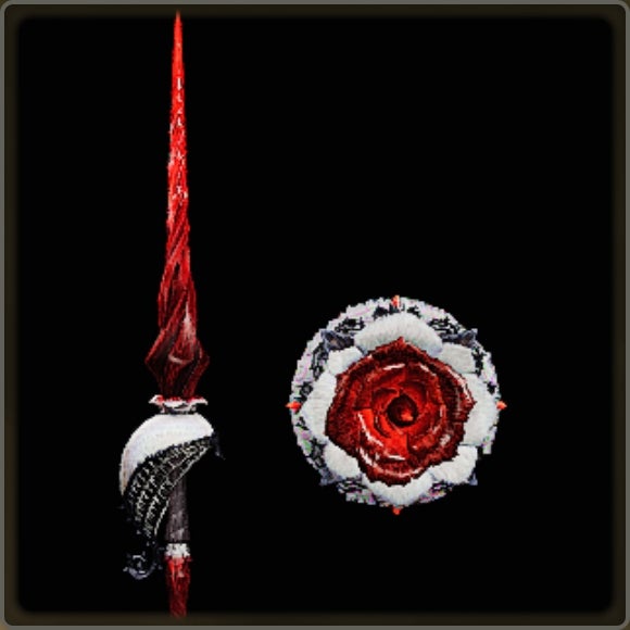 A close-up of a weapon in Monster Hunter Wilds against a black background. - 5