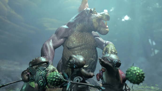 A hairless monster in Monster Hunter Wilds.