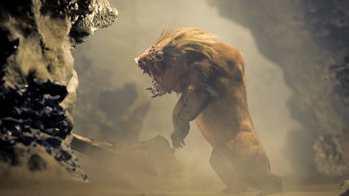 A hairless monster in Monster Hunter Wilds.