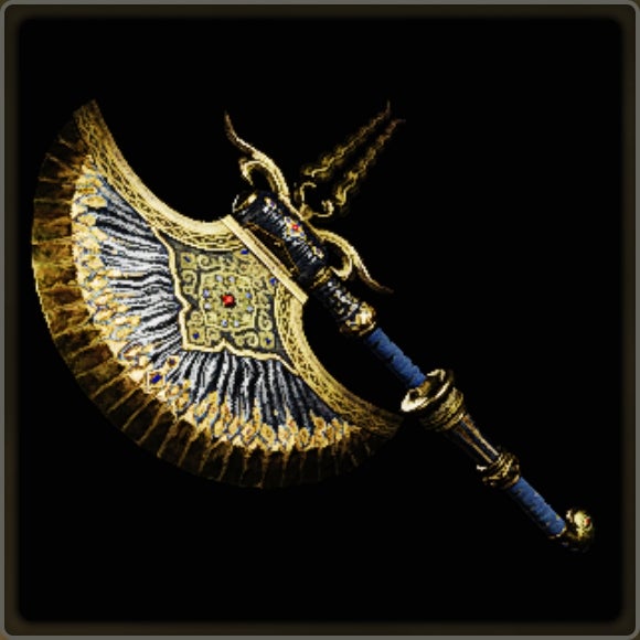 A close-up of a weapon in Monster Hunter Wilds against a black background. - 16