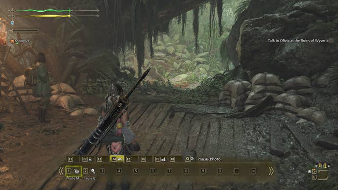 A screenshot of the keyboard F-Key hotbar that appears in place of the Radial Menu for Monster Hunter Wilds if played on keyboard.