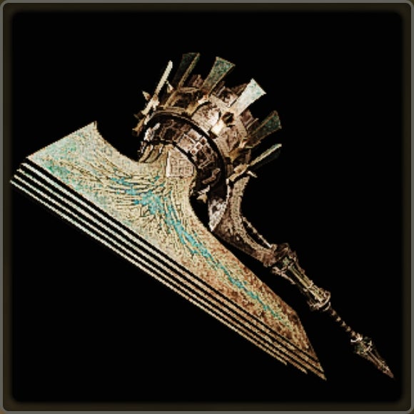 A close-up of a weapon in Monster Hunter Wilds against a black background. - 9