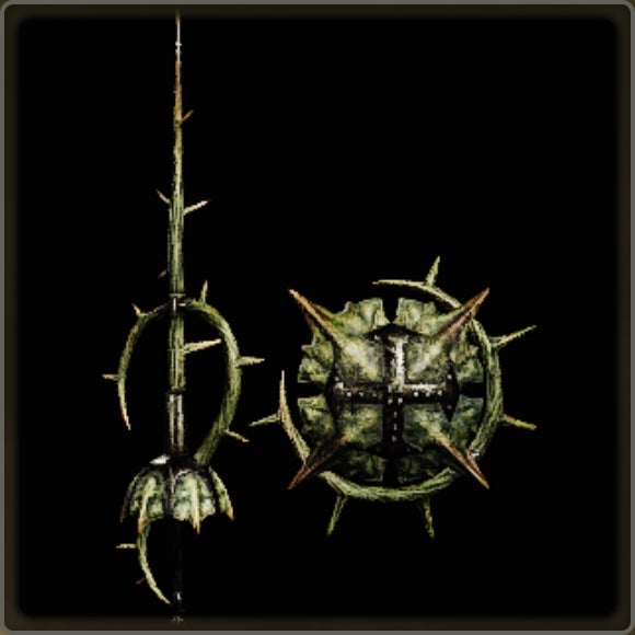 A close-up of a weapon in Monster Hunter Wilds against a black background. - 7
